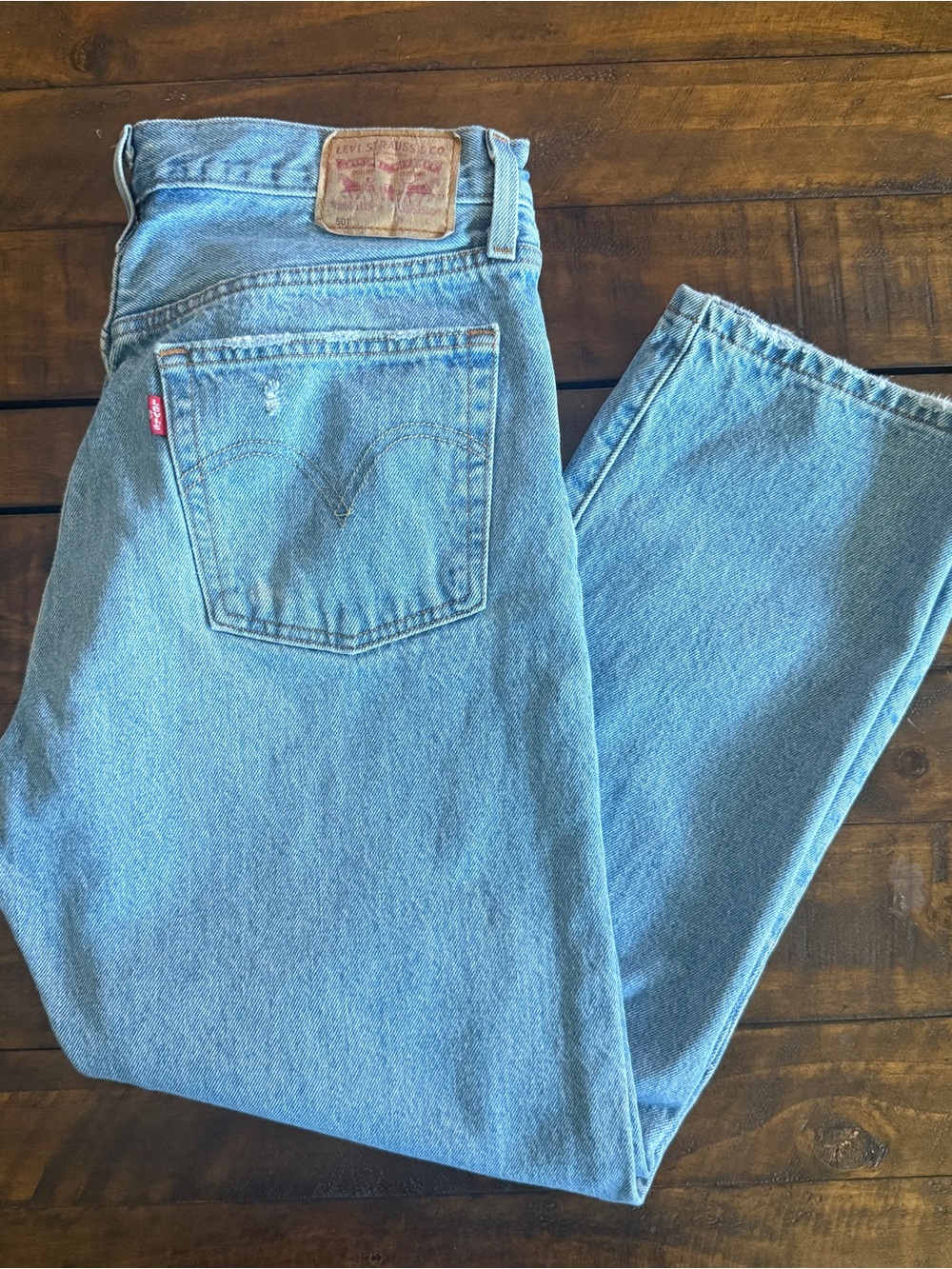 Levi’s 501 Straight Leg Button Fly Distressed Jeans, Women’s Size 30